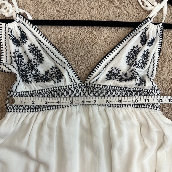 Lulus Days Of Sunlight Women Small Blue Embroidery White Maxi Lined Dress NWT - Picture 10 of 13